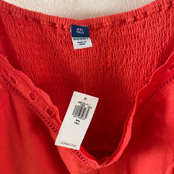 Old Navy Linen Blend Slip Dress Womens XXL Tall Warm Sunset Orange Summer Casual - Picture 6 of 11